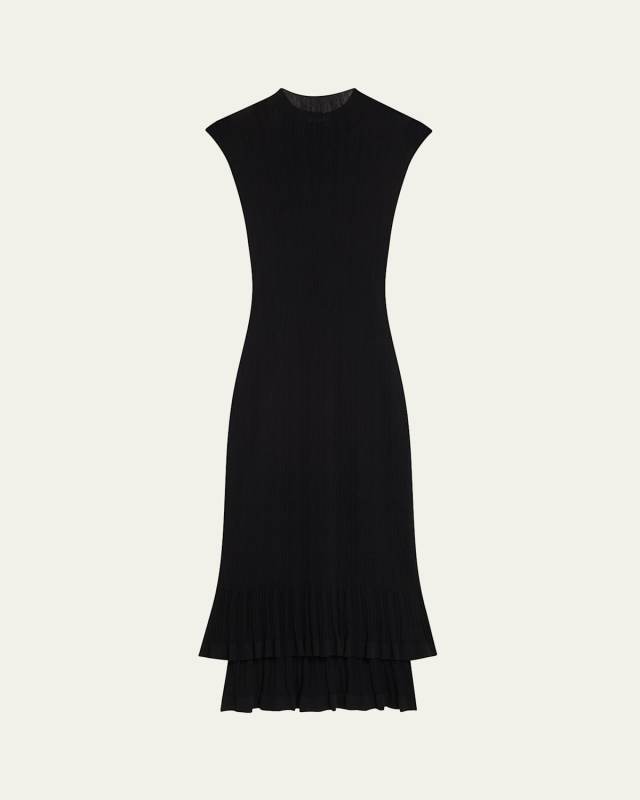 Kennedy Mock-Neck Plisse Dress